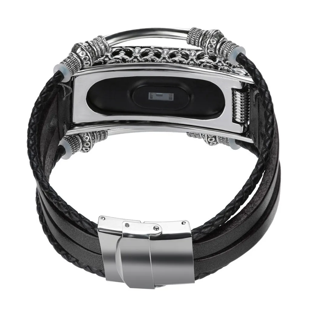 Ретро кожаный Смарт-часы браслет ремешок с классическим металлическим циферблатом защитный чехол и пряжка для Xiaomi Mi группа 4 браслет