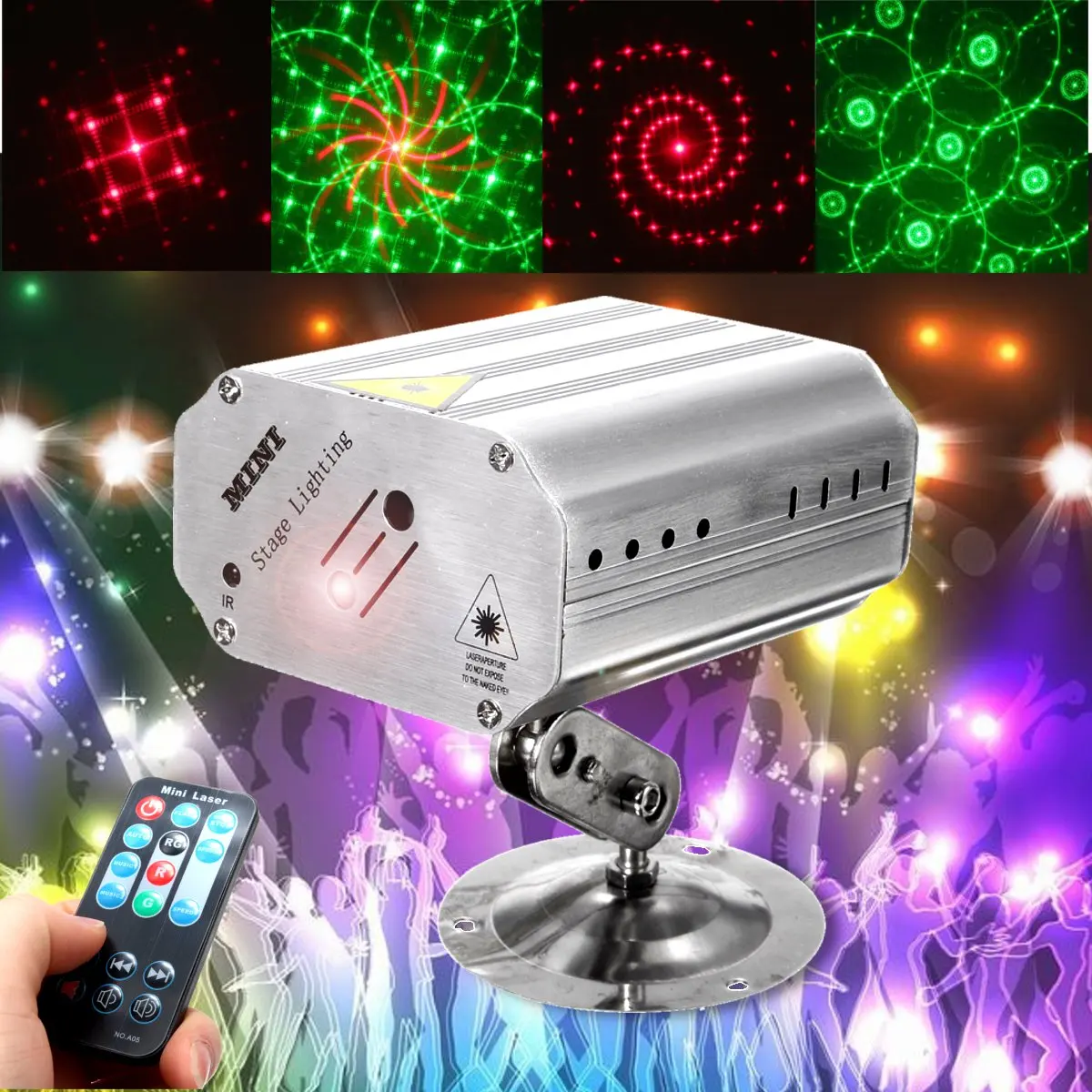 

Mini Auto/Voice LED Laser Projector Stage Light 12 Patterns DJ Disco Party Club Lamp AC100-240V