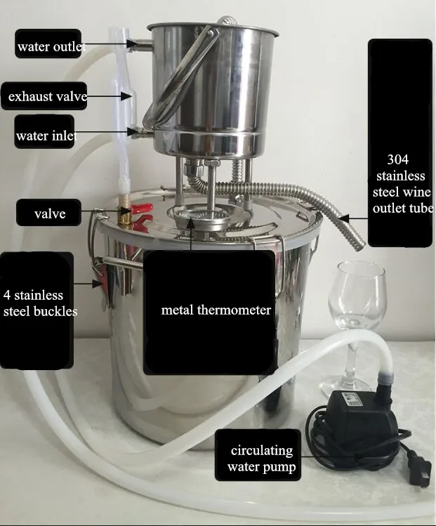 Новинка! 304 нержавеющая сталь Сделай Сам Самогонный аппарат супер кулер 10л/20л Дистилляция алкоголя вино бренди ферментация гидросол машина