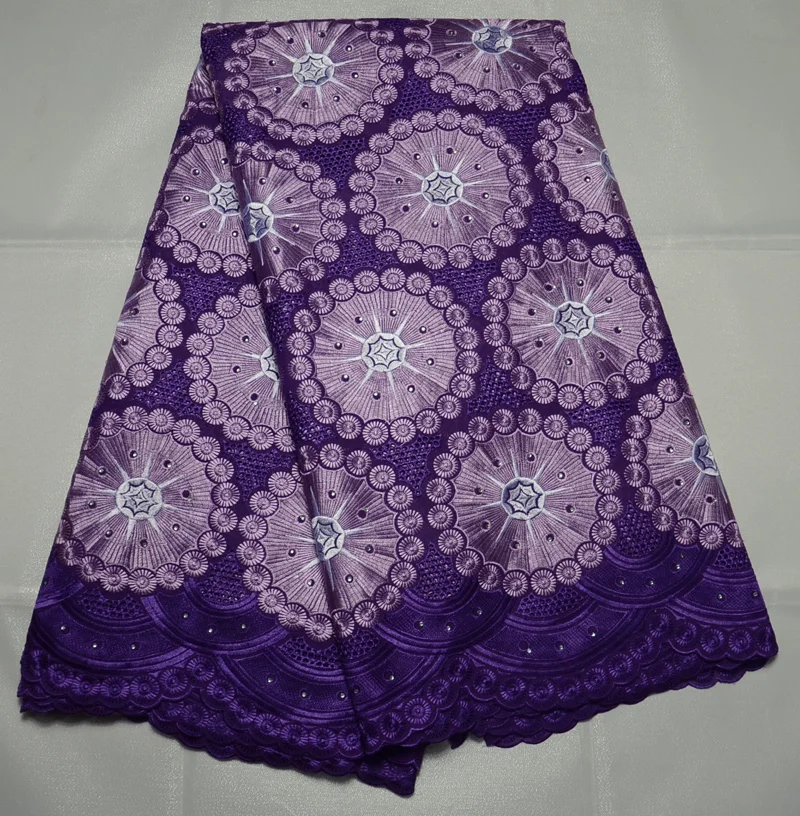 

(5yards/pc) High quality Swiss lace fabric in purple with neat embroidery African dry cotton lace fabric for party dress CLP01