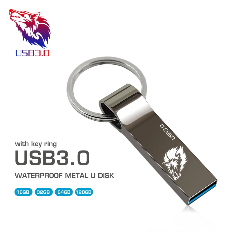 

Free shipping usb 3.0 Pen Drive 128GB 64GB Metal USB Flash Drive KeyRing USB Stick High Speed Pendrive 32GB 16GB real Capacity