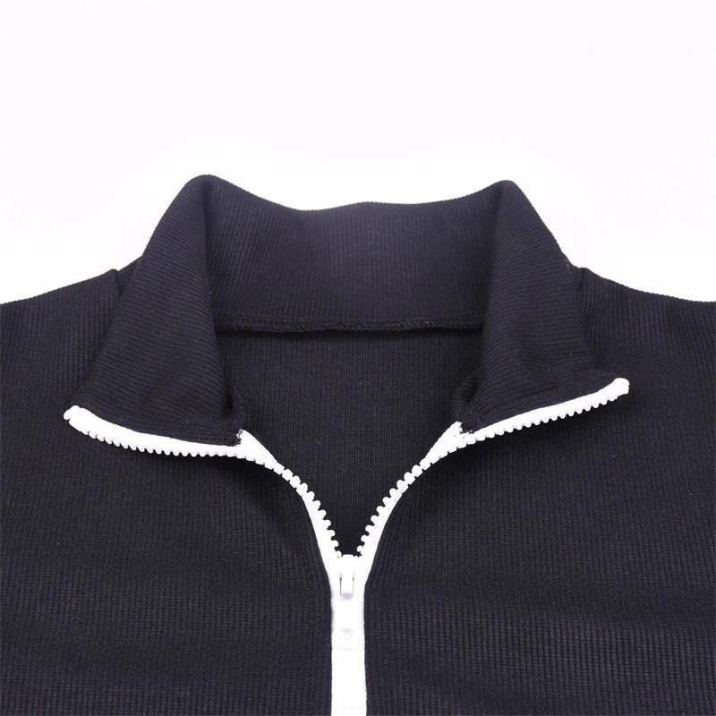 Woman Slim T-Shirt Women Long Sleeve Zip-up Zipper Sexy Crop Tops Women's T-Shirts Female Fashion Leisure Tee Tops Streetwear