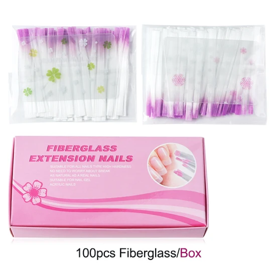 100pcs box 100 шт./компл. волокно Стекло для нарощенных ногтей советы Fibernails УФ-гель здание волокна Стекло акриловый маникюр форма ногтей, для маникюра, TR1013 - Цвет: 100pcs box
