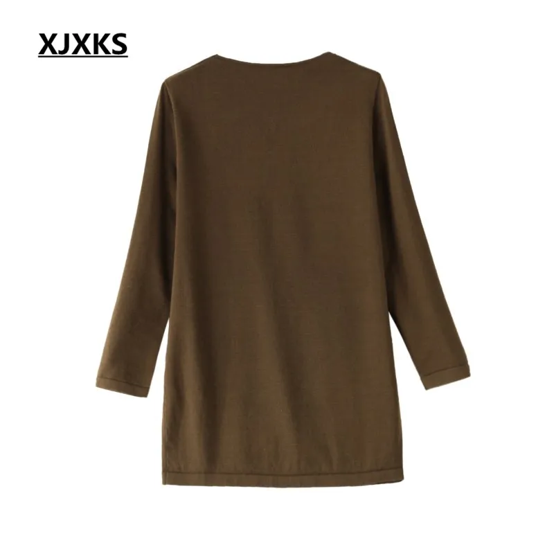 Suéteres Suéter Alta caqui A Tejer verde Mano Mujeres De Floral Calidad Tejido Xjxks Más Mujer Invierno Tamaño Marrón Largos Yq4Bdxw