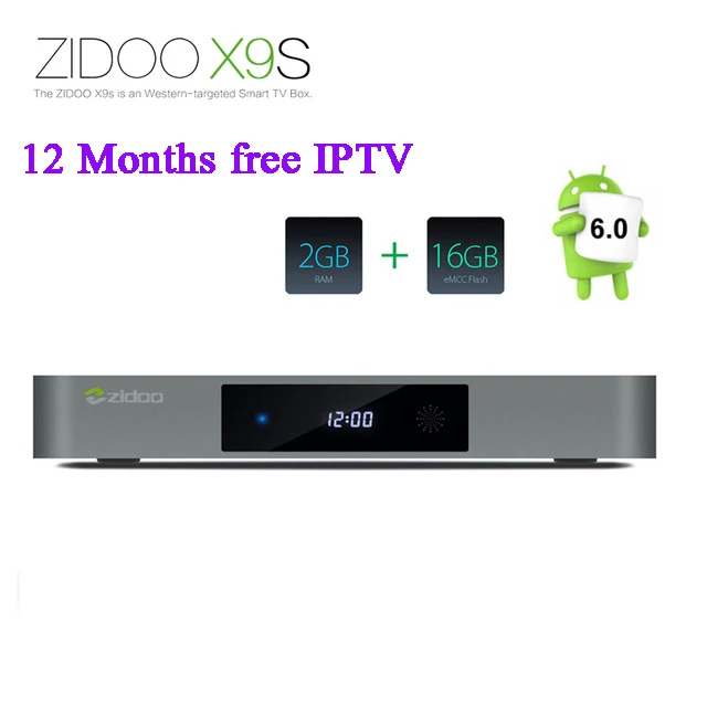 Zidoo X9S TV BOX Android 6.0 HDMI 4K Smart TV+Europe Arabic IPTV Server 1150+ French UK DE Italy Germany Spain Africa Channels