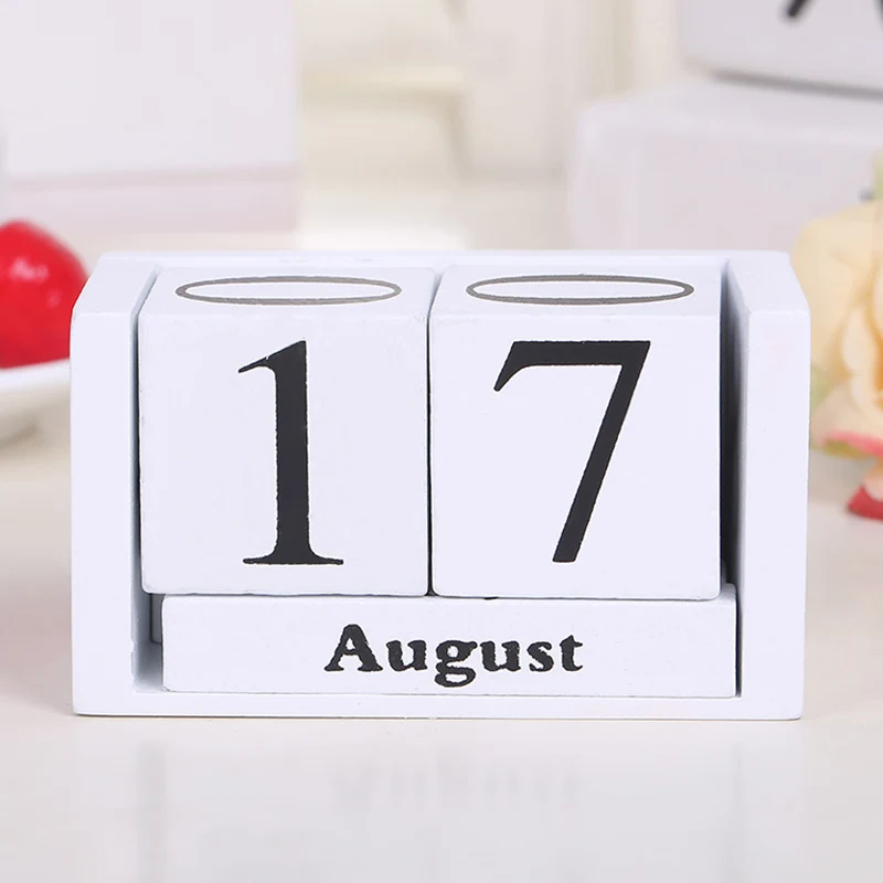 

Vintage Wooden Perpetual Desk Calendar Block Planner Permanent Desktop Organizer DIY Agenda can CSV