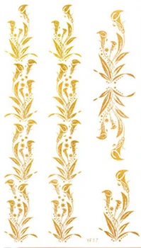 

2Pcs/Lot 10*17.5cm Fashion Totem Women Leg Hand Body Arm Chain Gold Tattoo Stickers Waterproof Temporary Glitter Tattoo Sticker