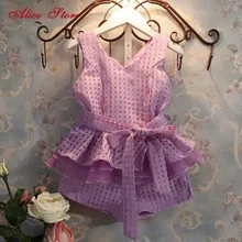 Alice/комплект одежды для девочек, маленький комплект в клетку для леди, летние костюмы для девочек, хлопковая футболка+ штаны, Детский комплект