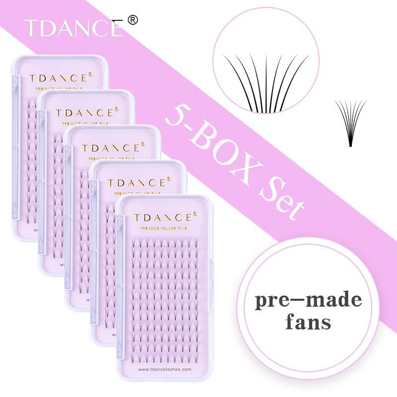 

TDANCE 5pcs/lot Eyelash Extensions individual Eyelash Lashes Premade Fans for Russian Volume Eyelash Extensions