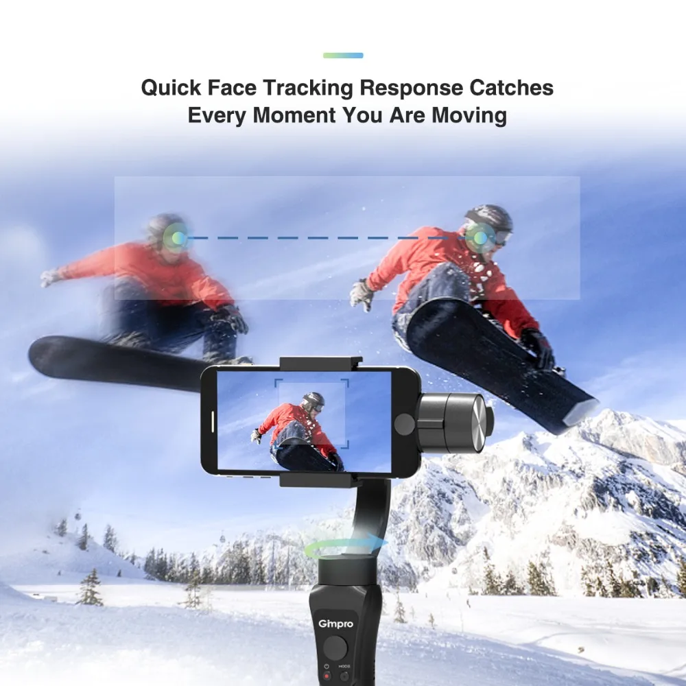  Gimpro ONE 3-Axis Gimbal Stabilizer for Smartphones up to 6'' 210g like 6/7/8/X & Android Phones Go