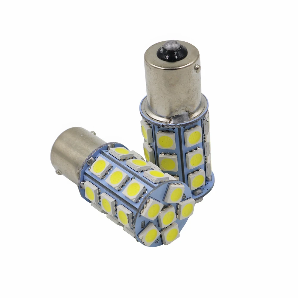 YSY 100X авто светодиодный Автомобиль Тормозная лампа S25 1156 Ba15s P21W 27SMD 5050 резервного Включите Задний сигнальный фонарь красный, белый стайлинга автомобилей DC24V белый