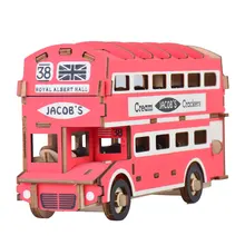 Лазерная резка 3D деревянные головоломки автомобиль автобус, транспортное средство DIY набор сборки Дети Обучающие деревянные игрушки для детей мальчиков