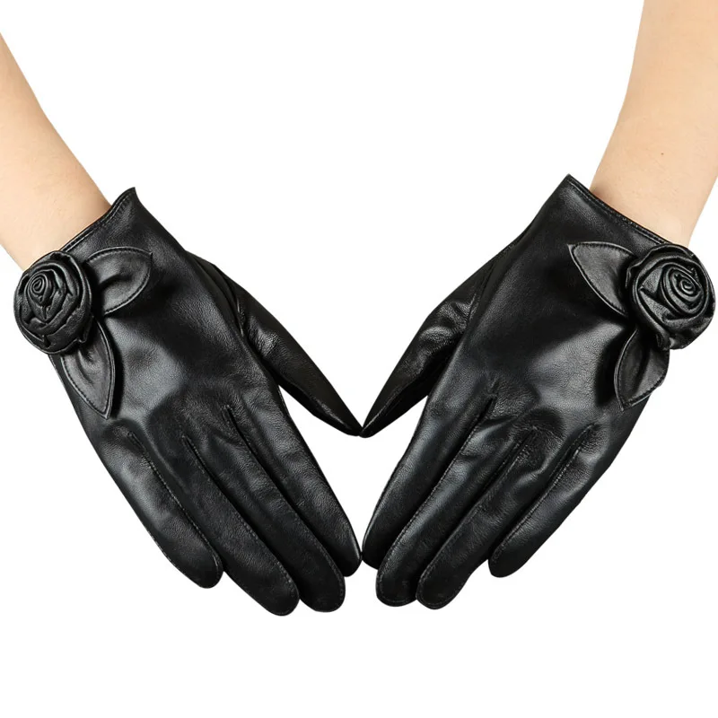 black sheepskin gloves women