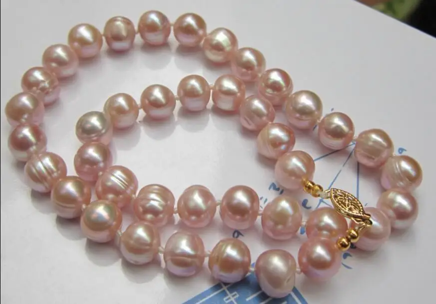 

18" 11-12MM AAA++ SOUTH SEA NATURAL PINK PEARL NECKLACE 925silver GOLD CLASP