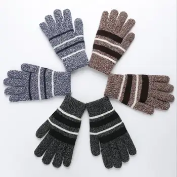 

Autumn and winter men and women's thicken warm knitted gloves winter stripe driving gloves R175