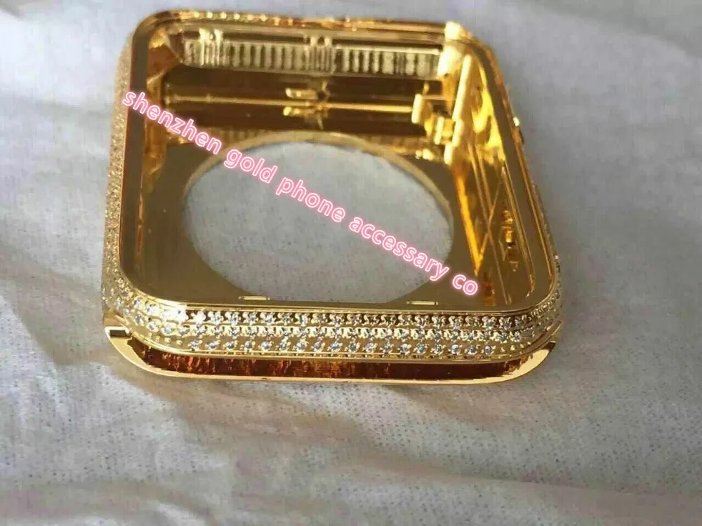 

luxury Cover housing for Apple Watch real gold diamond for Watch Series 1 Protect Frame Full Protection shell housing