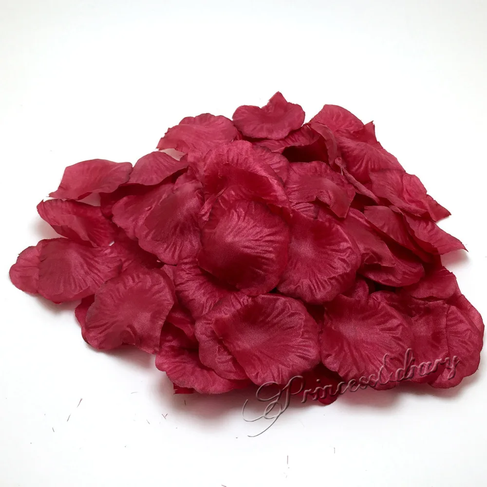 500pcs/lot Dark Red Color Silk Rose Petals Flower Wedding Banquet