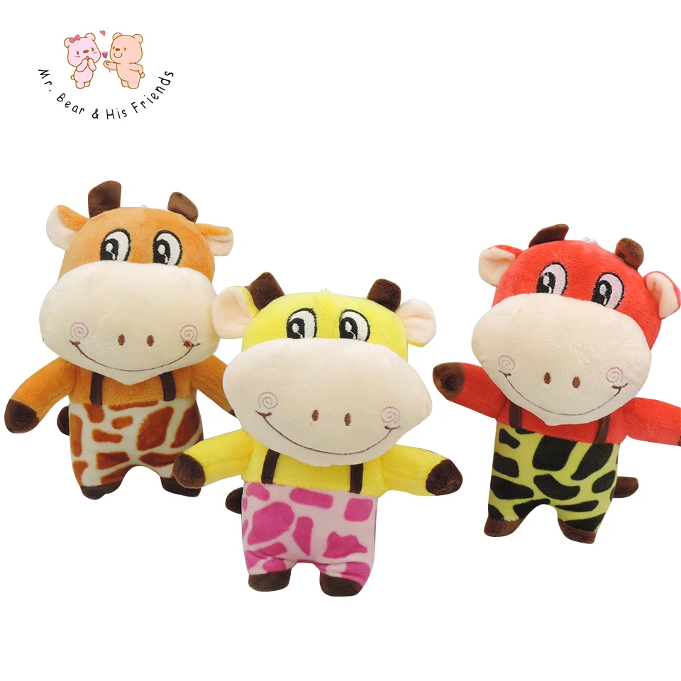 Kawaii 20 CM Kartun Sapi Dengan Kain Mewah Boneka Hewan Lunak Mainan Kawaii 20 CM Kartun Sapi Dengan Kain Mewah Boneka Hewan Lunak Mainan