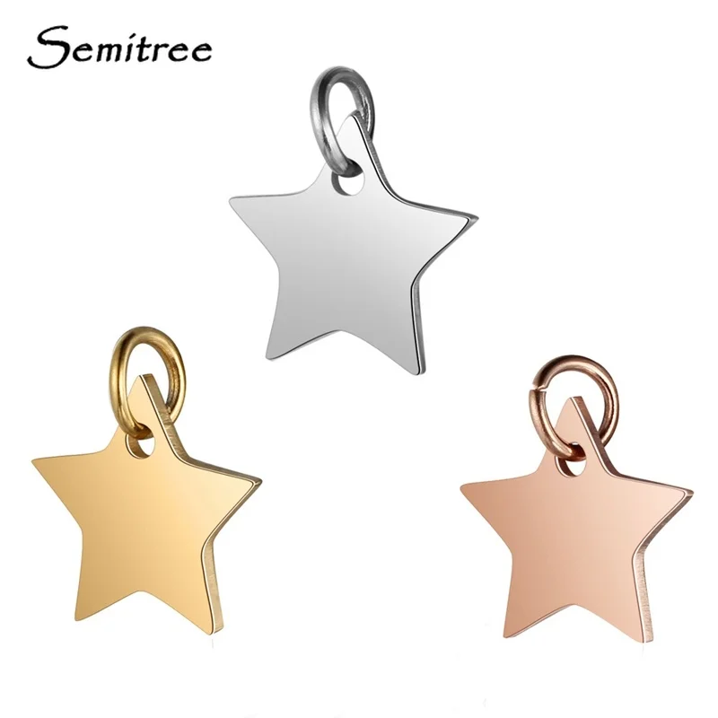 

Semitree 5pcs/lot Stainless Steel Star Charms with Open Jump Ring for DIY Necklace Jewelry Making Findings Crafts Accessories