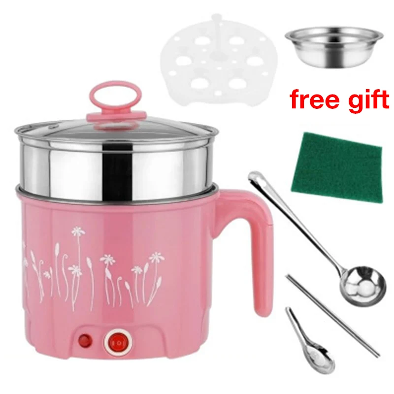 

1.8L Multi-function Electric Skillet Noodles Rice Cooker Thermal Insulation Cooking Pot Pan Food Container WITH FREE GIFTS