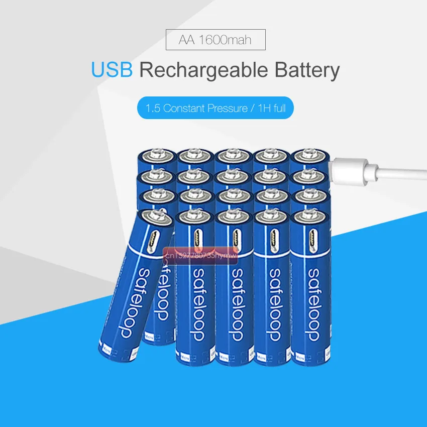 AA 1,5 V 1600 мА/ч, Батарея 2/4/8/12/16/20 штук USB быстрой зарядки Перезаряжаемые литий-полимерный Батарея заряжать по кругу проложен микро USB кабель - Цвет: 20pcs