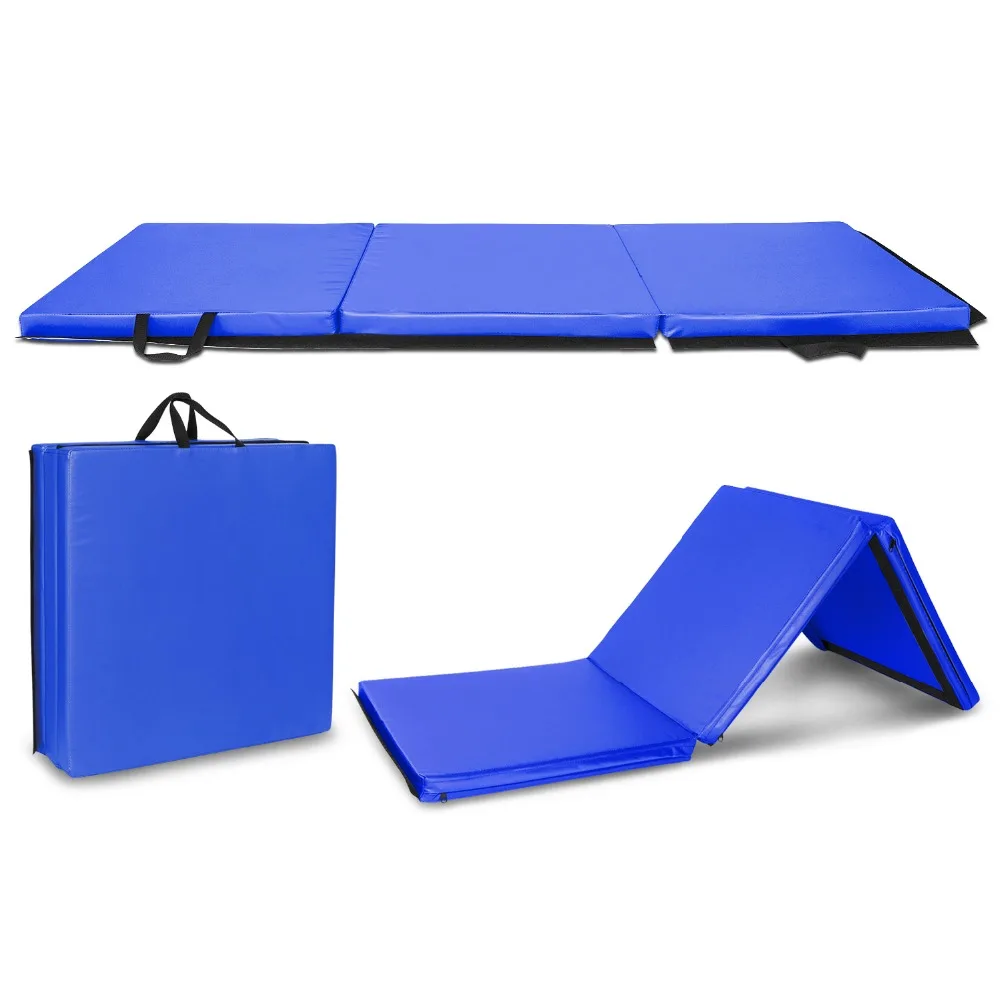 Trifold Gymnastics Yoga Mat With Hand Portable Gymnastic Mat Waterproof Fitness Accessories