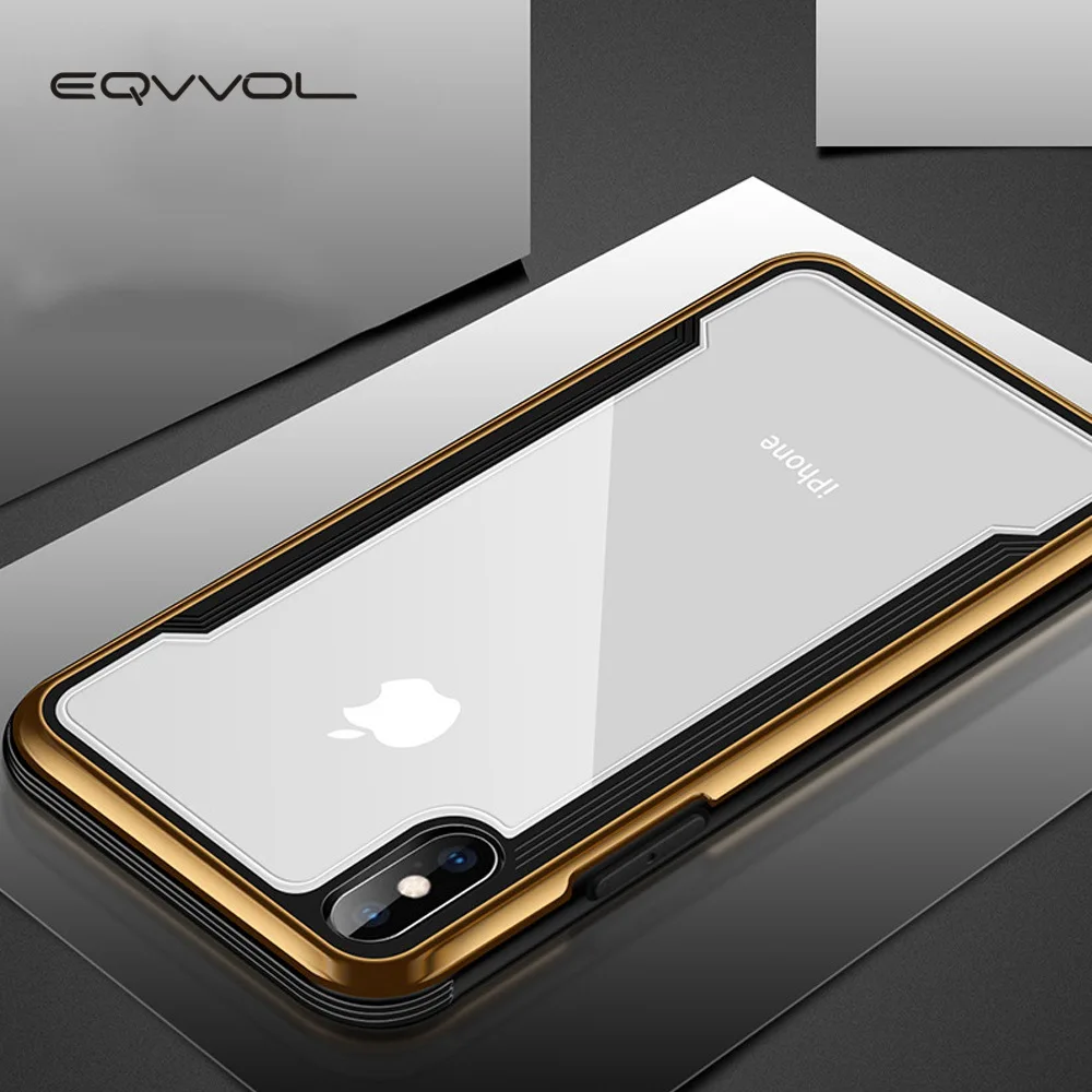 

Eqvvol Plating Transparent Case For iPhone X XS MAX XR Full Cover Shockproof Cover For iPhone 7 8 6 6s Plus 10 Phone Case Coque