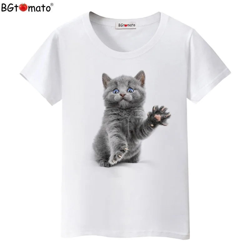 

BGtomato T shirt Lovely beautiful cute cat top tees Short sleeve casual t shirt women Cheap price brand kawaii tshirt