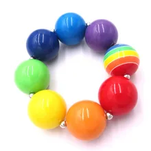 

Lovely New Year Festival Gift To Baby Girl Rainbow Color Acrylic Beaded Chunky BubbleGum Strand Bracelets Bangle Outfits Jewelry