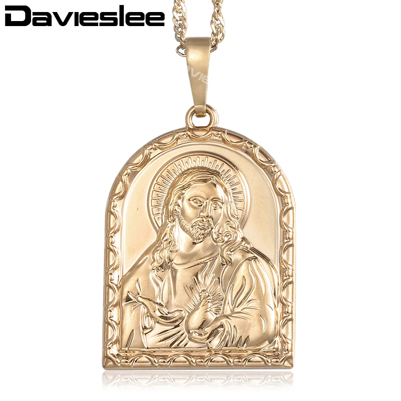 Davieslee женский Иисус Pieces кулон шампанское золотой религиозный ожерелье для женщин