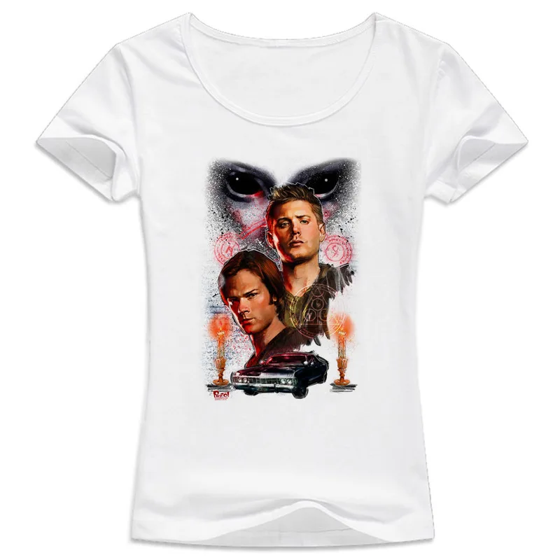

Supernatural Sam And Dean T-shirt female Summer harajuku Print patter kawaii girl tshirt Short Sleeve t Shirt Women Top WT565