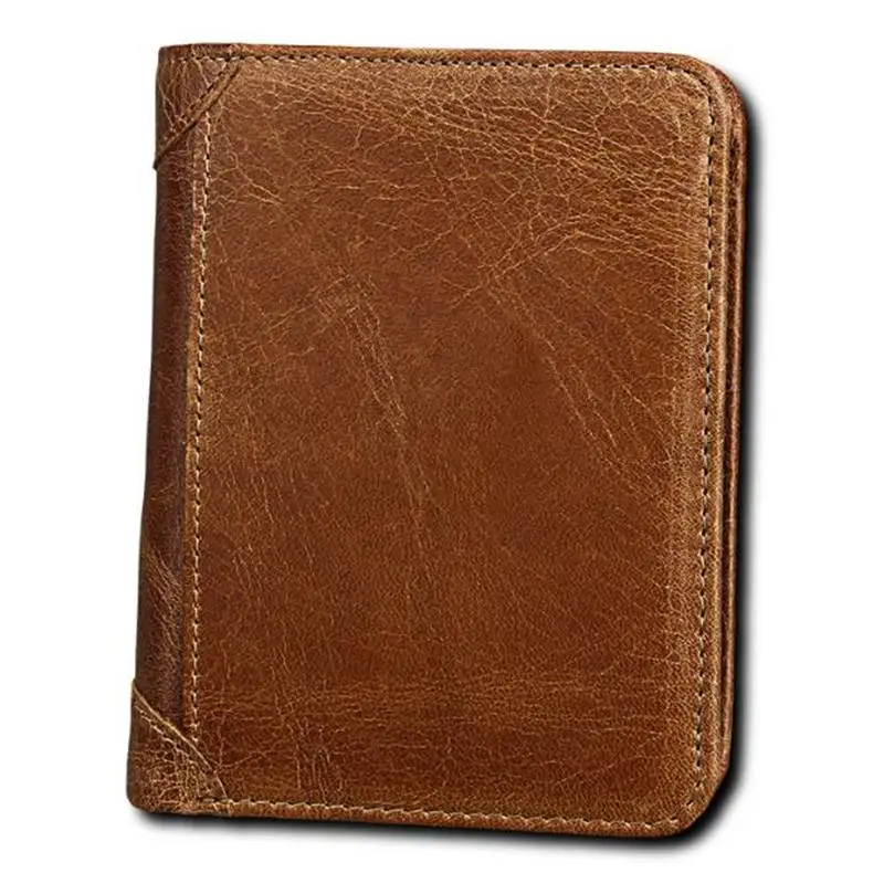 Crazy Horsehide кожаные мужские кошельки из натуральной кожи RFID дизайнерский мужской