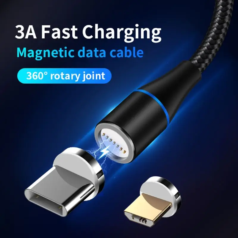 Вращающийся Круглый Магнитный USB-Type C Micro USB Мужской QC 3,0 кабель для быстрой зарядки для samsung huawei Xiaomi Android смартфон