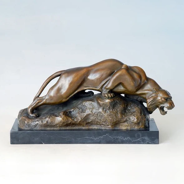 

ATLIE Bronzes modern sculpture Creeping panther Bronze Statue leopard Animal Statues home decoration accessories