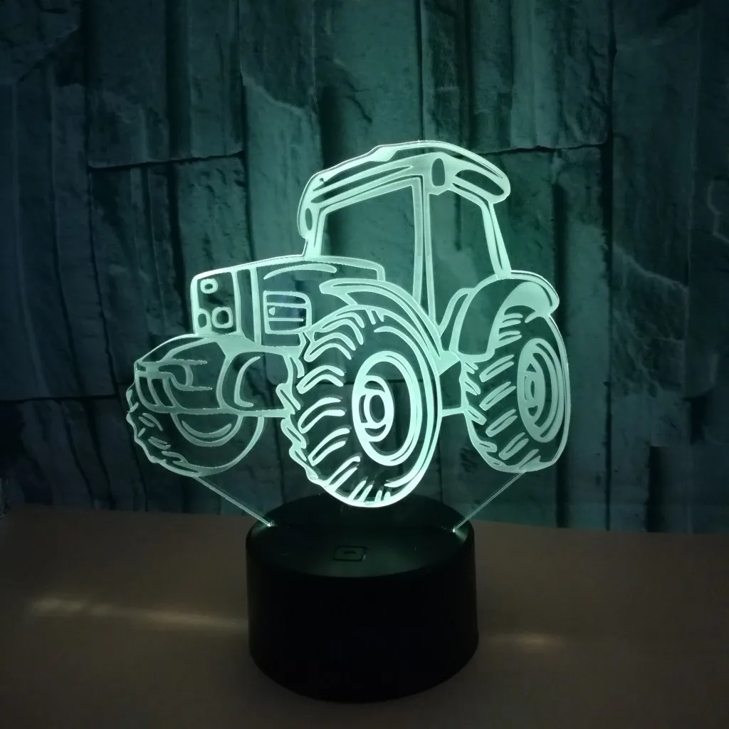Креативный трактор 3d ночник многоцветный сенсорный контроль 3d Led визуальная Таблица лампа детская комната украшение 3D ночник