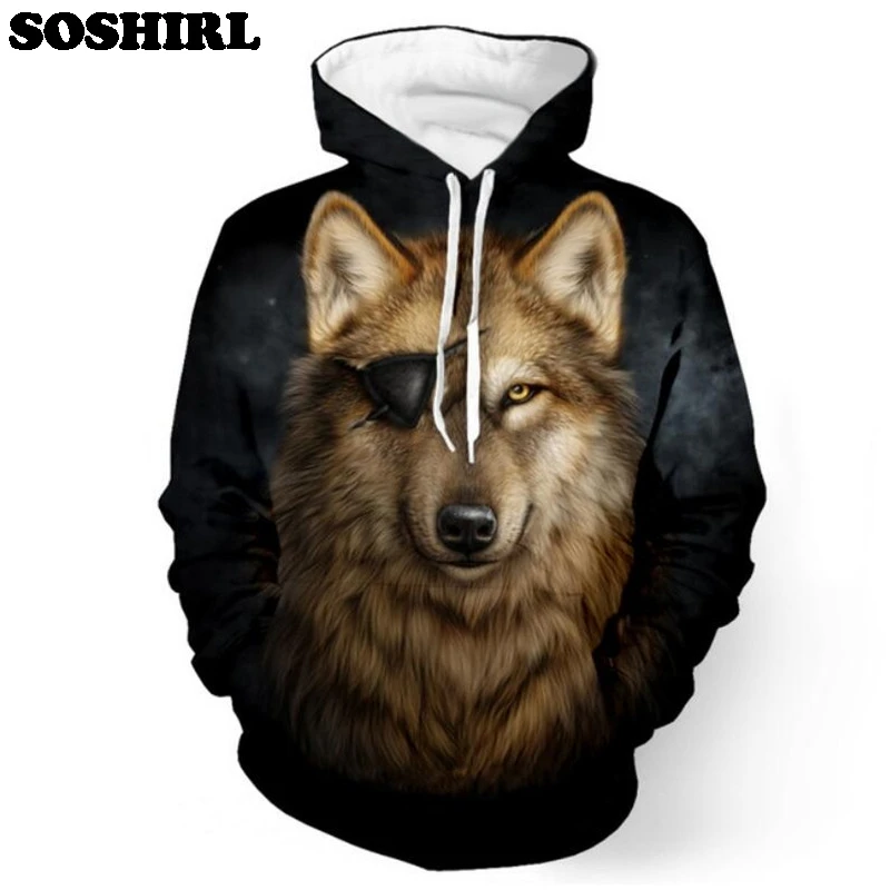 5 SOSHIRL Снежный волк Толстовка забавные животные крутой Волк 3D яркий Костюм Размер США Толстовка пуловеры крутые топы панк унисекс толстовки - Цвет: 5