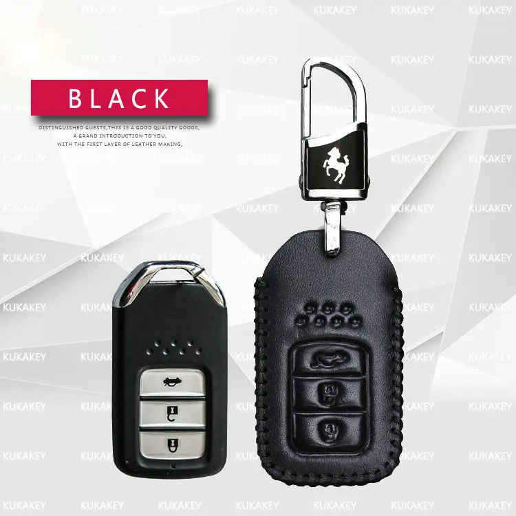 KUKAKEY автомобильный чехол для ключей Honda Civic 9 дистанционный ключ дистанционного управления чехол сумка для Honda jade Vezel CRV XRV Crosstour ключ Обложка держатель - Название цвета: 3 Button Black