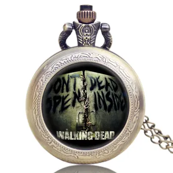 

New Arrive Steampunk Design US TV series Bronze Retro Quartz Watches The Walking Dead Pocket Watch Gift