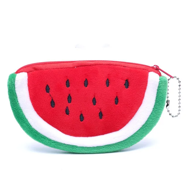 Милые фрукты, плюшевый Кошелек для монет, Детский кошелек на молнии, маленький кошелек для мелочи, Женский кошелек, сумка для денег, маленькая короткая Сумочка для монет, кошелек - Цвет: Half watermelon