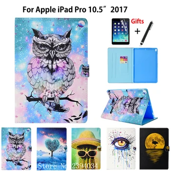 

Case For Apple iPad Pro 10.5'' 2017 A1701 A1709 Cover Funda Tablet Silicone PU Leather Stand Protective Skin Shell +Stylus+film