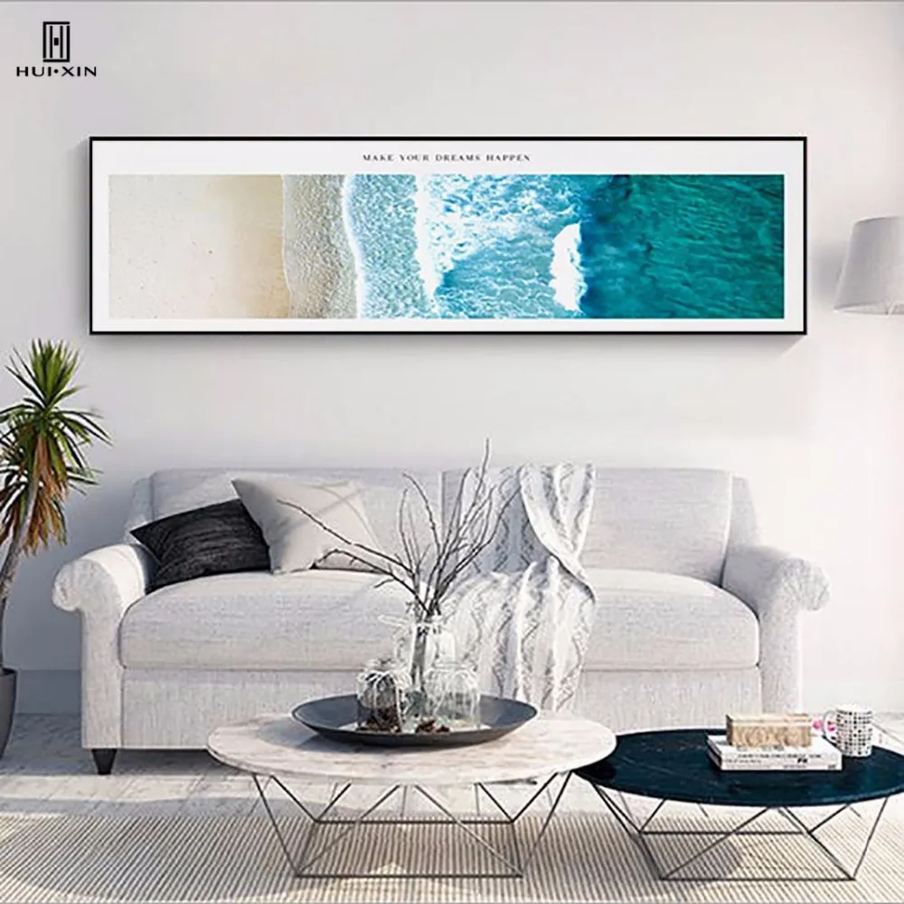 

Nordic Modern Concise Decorative Canvas Posters Paintings Of Fresh Sea Landscape Green Plants Island Forest Wood For Room Decor