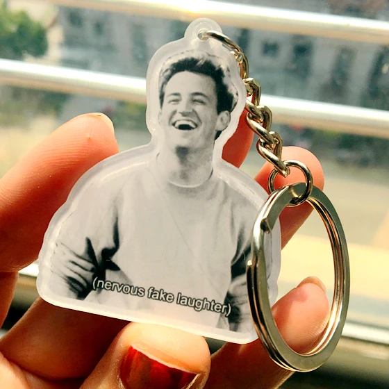 

TV Series Friends Chandler Acrylic Keychains Collectible Key Ring Chains Charms Pendant TV Show Jewelry Accessories Bijoux