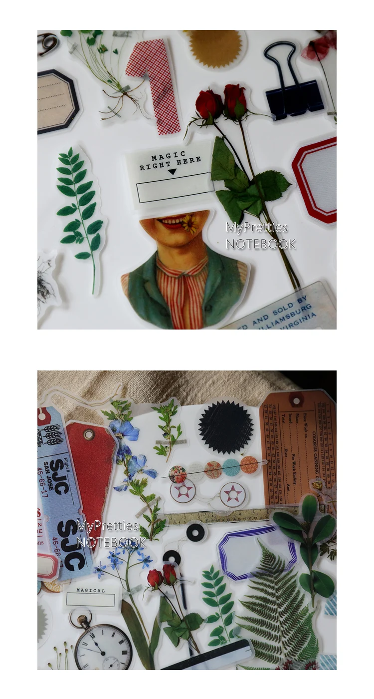 MyPretties Растения Цветы листья, канцтовары наклейки 75 шт. Ретро растения DIY дневник планировщик для скрапбукинга наклейки