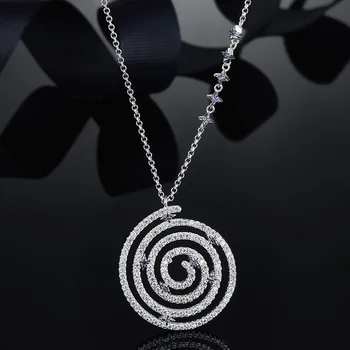 

MeiBaPJ New Fashion Spiral Disc Necklace Sweater Chain for Women S925 Sterling Silver Trendy Fine Party Jewelry