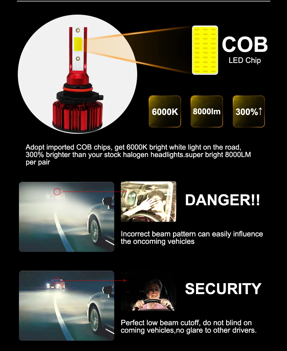 Roadsun Spotlight светодиодный H4 8000Lm автомобиля света COB Чип Авто Лампа H1 H8 фары 9005 HB3 6000 K 9006 HB4 H11 H7 светодиодный Лампа 12 V 80 Вт