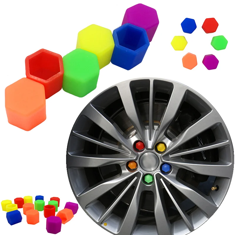 

20pcs/Lot 17mm Luminous Car Bolt Caps Tire Wheel Nuts soft Silicone Covers Hub Screw Cap Protector Car Styling car Accessories