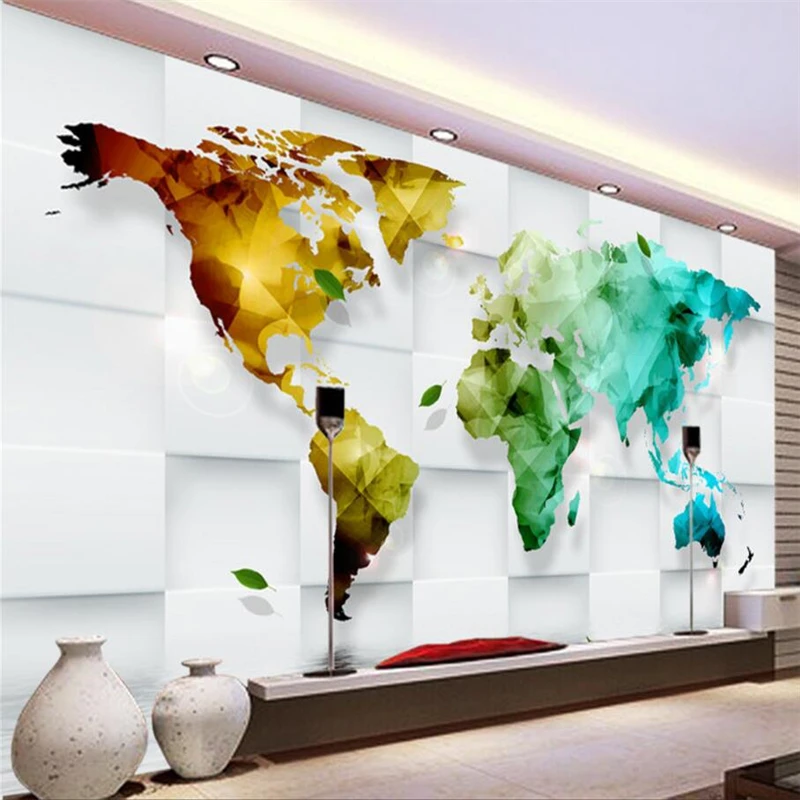 

beibehang papier peint wallpaper for walls 3 d Custom wallpaper 3D Colorful World Map TV Background Wall 3d wallpapers