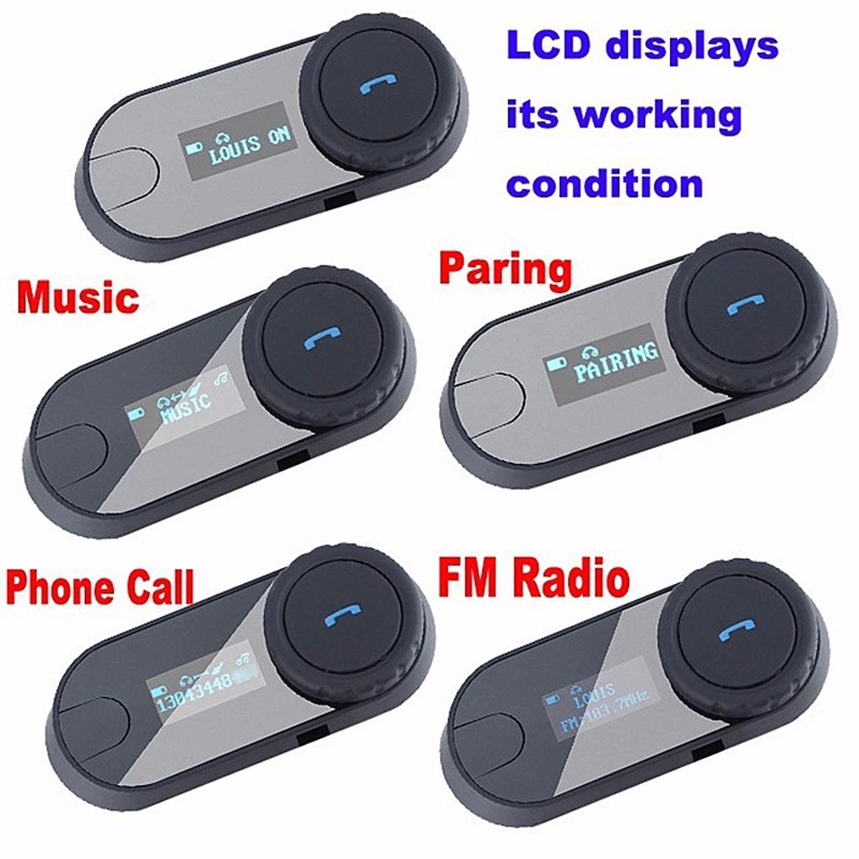 Freedconn ЖК дисплей Экран с fm Функция 800 м 3 Riders шлем Hi Fi Динамик мотоцикл домофон
