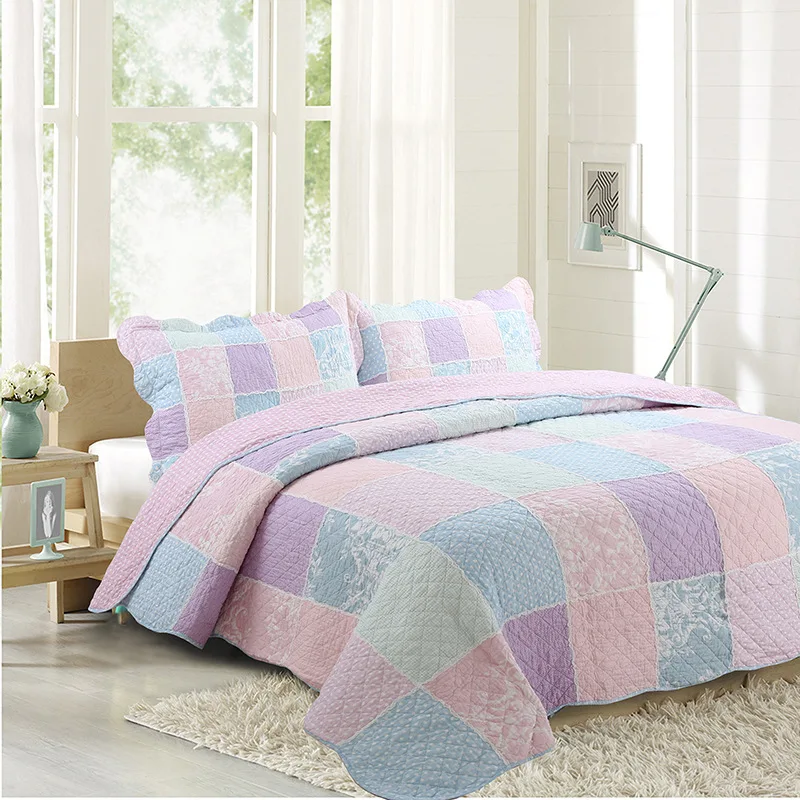 

CHAUSUB Bedspread Quilt Set 3pcs Coverlets Handmade Patchwork Cotton Quilts Quilted Bed Cover Sheets Pillowcase King Queen Size