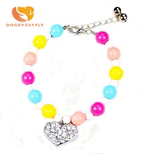 Pet Love Diamond Necklace Candy Beads Dog Cat Piggy Pearl Pendant Collar Pets Accessories Collars & Laads Jewelry DOGGYZSTYLE